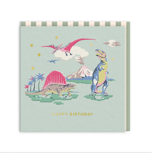 Dino Birthday Mini Square Greeting Card