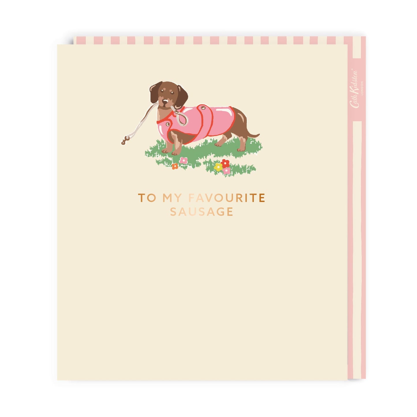 Greeting card with a Sausage Dog illustration and the caption To My Favourite Sausage