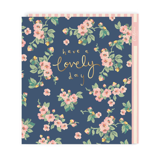 Have a Lovely Day Navy Floral Large Birthday Card