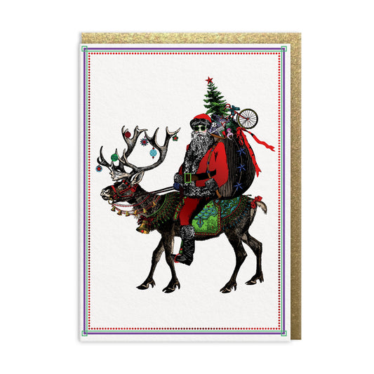 Santa Claus Rides Greeting Card