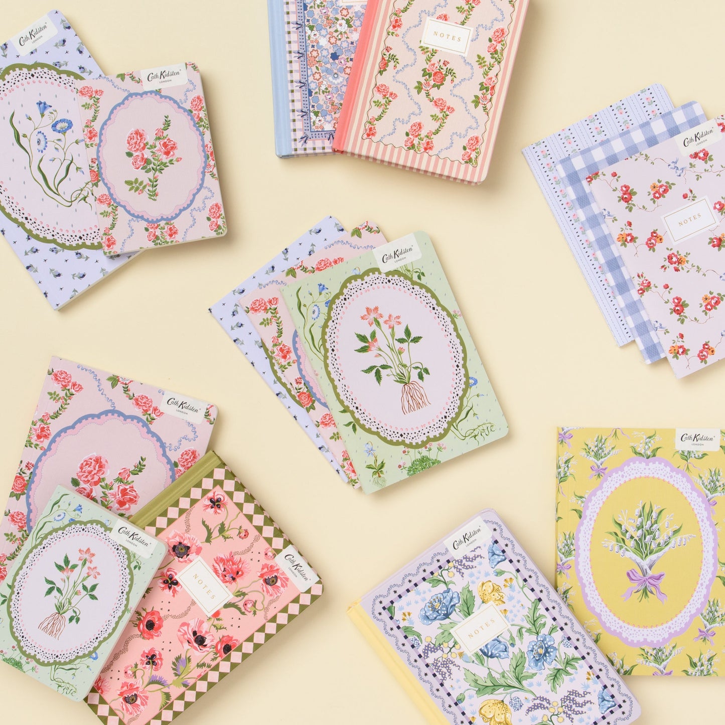 Cream Dreamy Ditsy Check B6 Hardback Notebook
