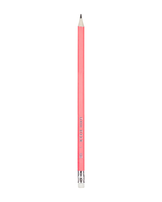 Pink HB pencil with silver text that reads Ohh Deer