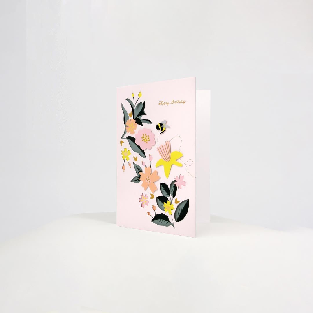 Floral Birthday 3D Layered Greeting Card