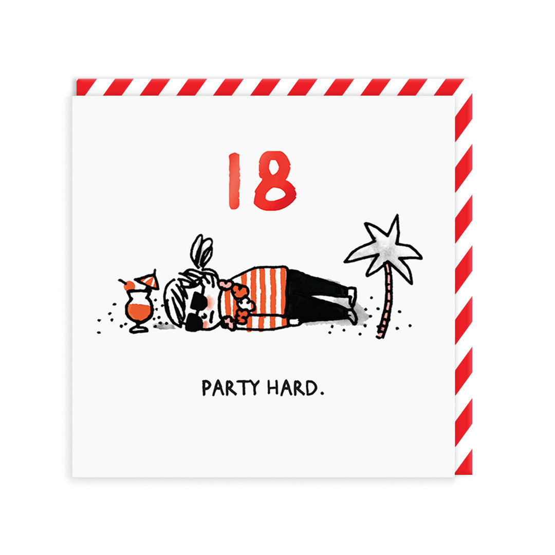 Party Hard 18th Birthday Card