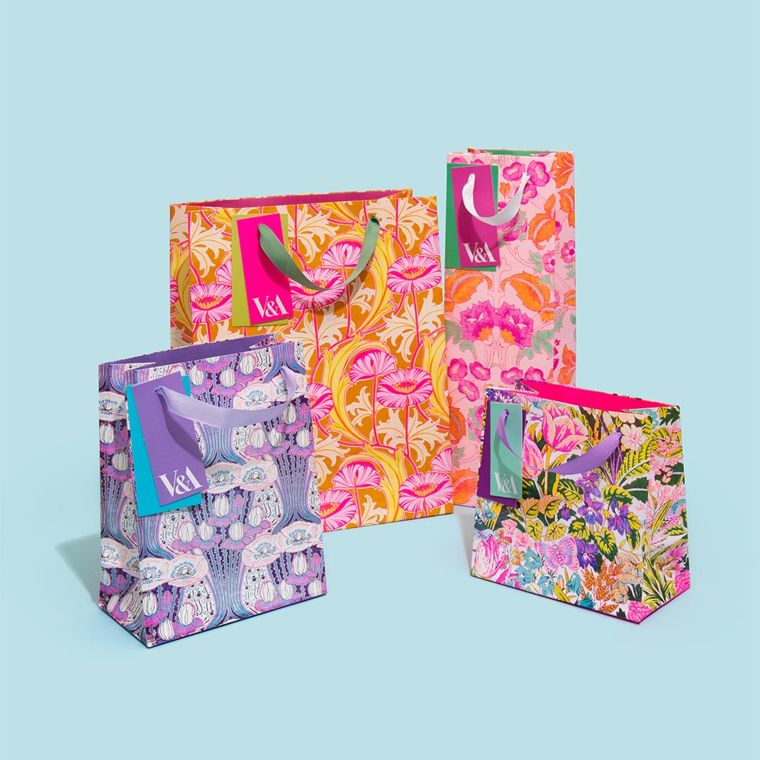 Neon Floral Pink Poppies Large Gift Bag