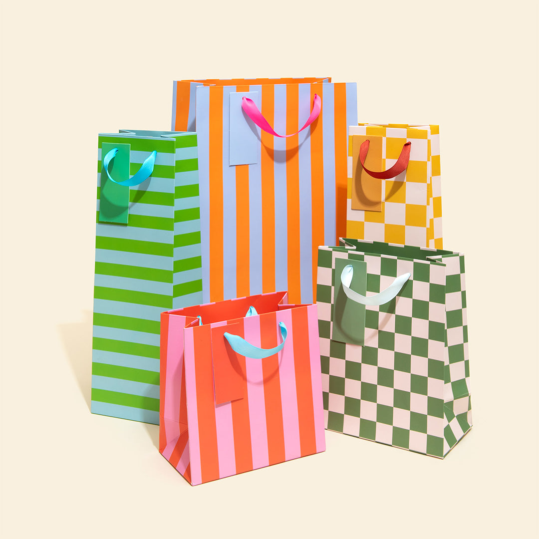 Green And Blue Stripe Bottle Bag