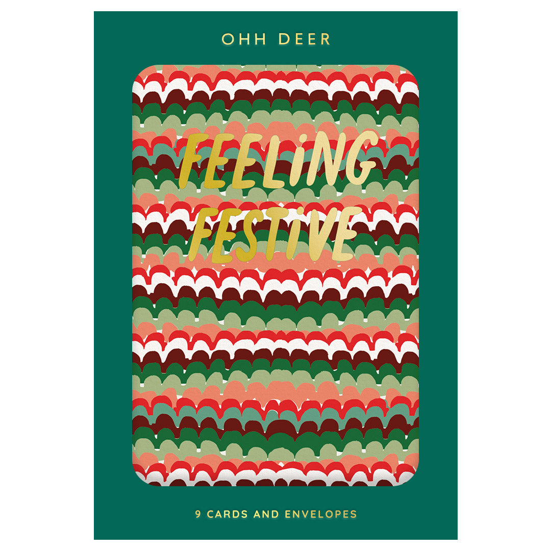 Pack of 9 Christmas Cards - Festive Patterns