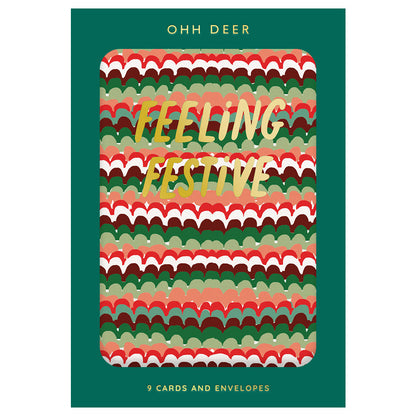 Pack of 9 Christmas Cards - Festive Patterns