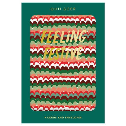 Pack of 9 Christmas Cards - Festive Patterns