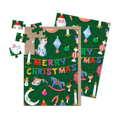 Christmas Decorations Jigsaw Greeting Card