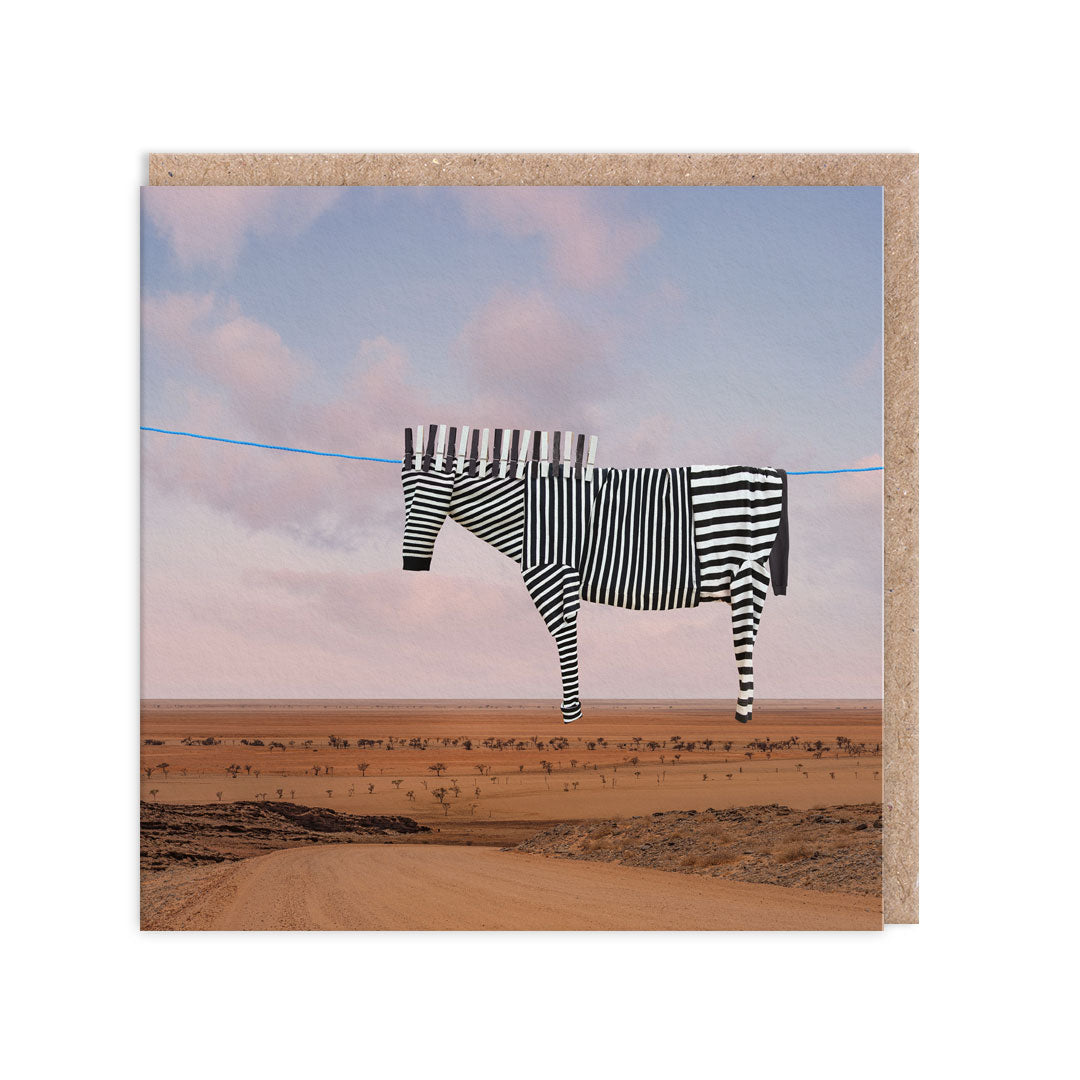 Washing Line Zebra Greeting Card