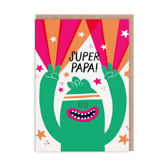 Super Papa Dad Monster Greeting Card