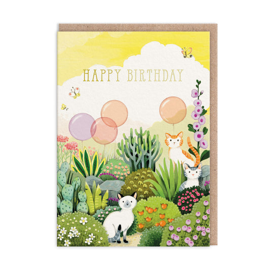 Garden Cats Birthday Card