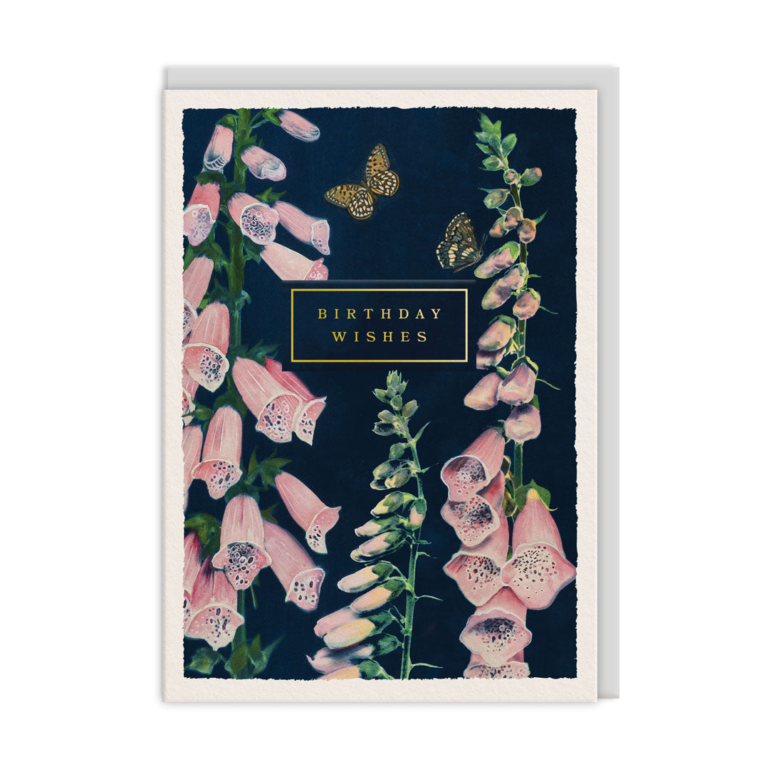 Birthday Wishes Foxgloves Greeting Card