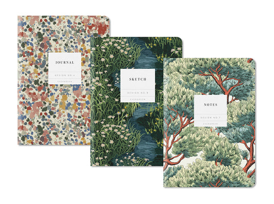 Evergreen | 3x Stitched B6 Notebook Set