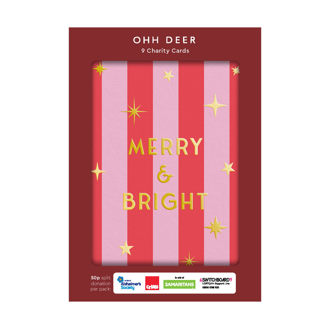 Stripe x3 Charity Christmas Cards (Pack of 9)