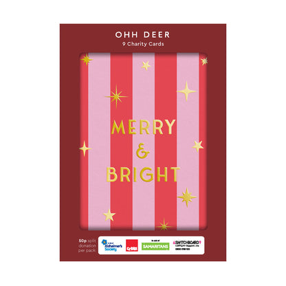 Stripe x3 Charity Christmas Cards (Pack of 9)