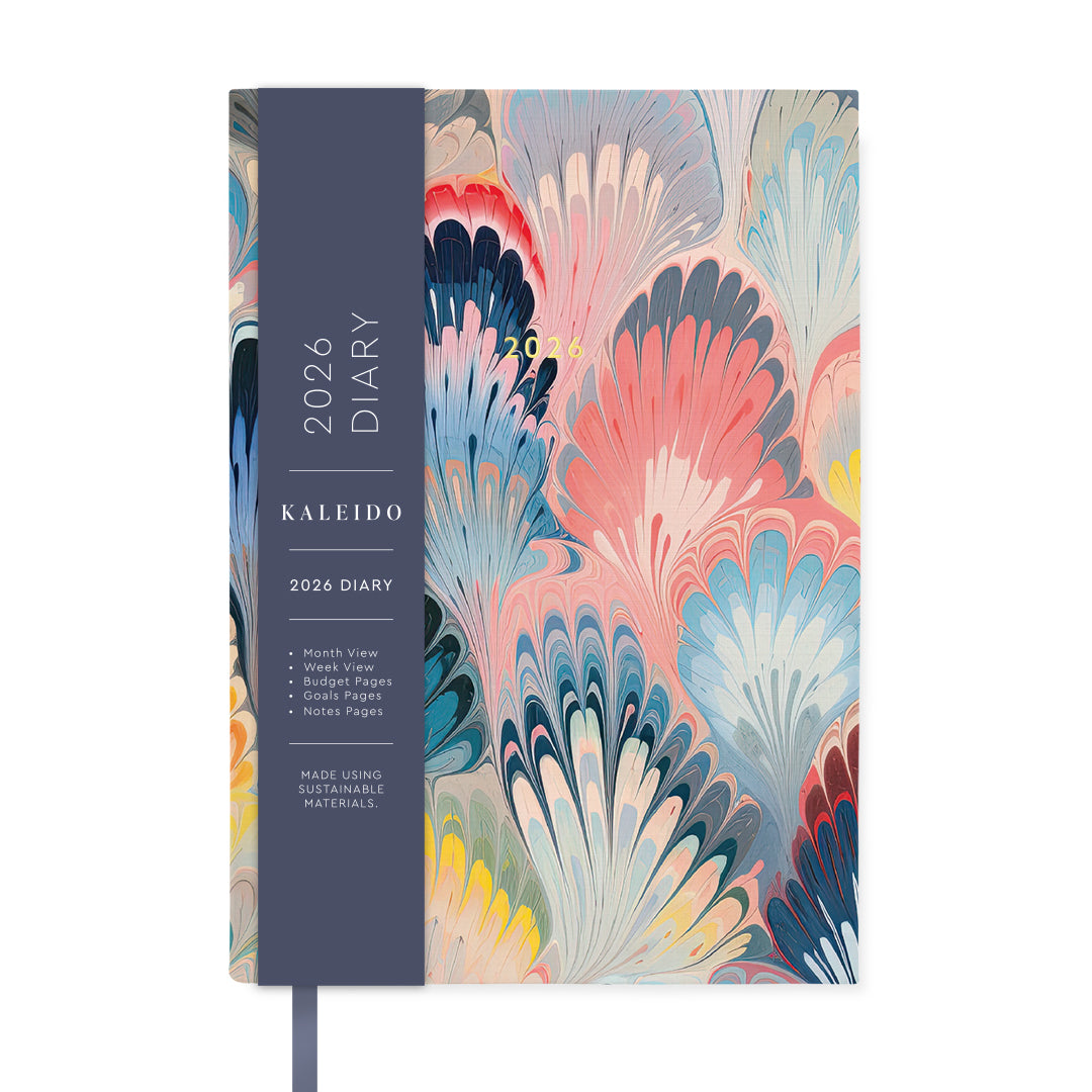 2026 Scalloped Marble A5 Linen Diary