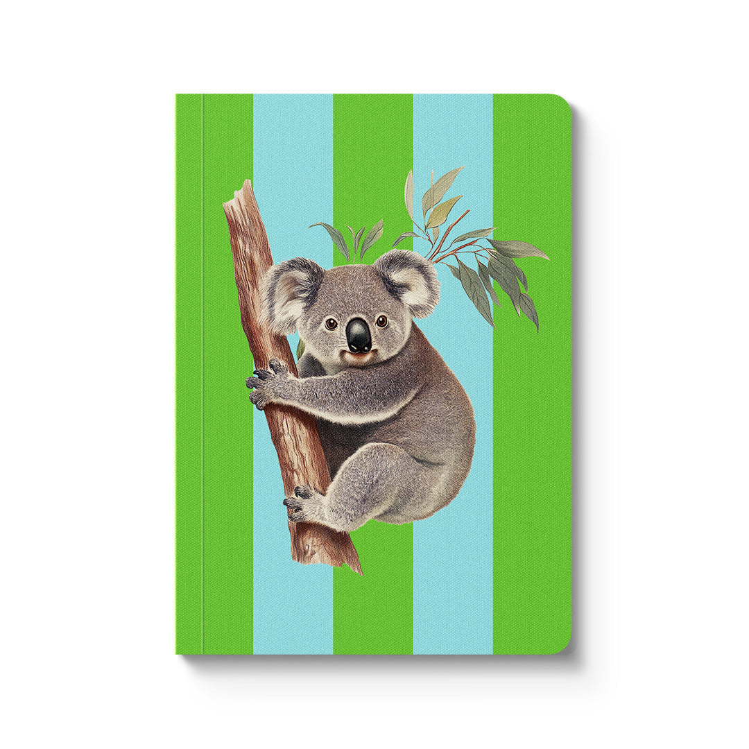Striped Koala A6 Premium Paperback Notebook