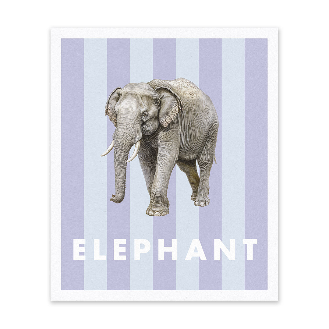 Striped Elephant Riso Print (12x10)