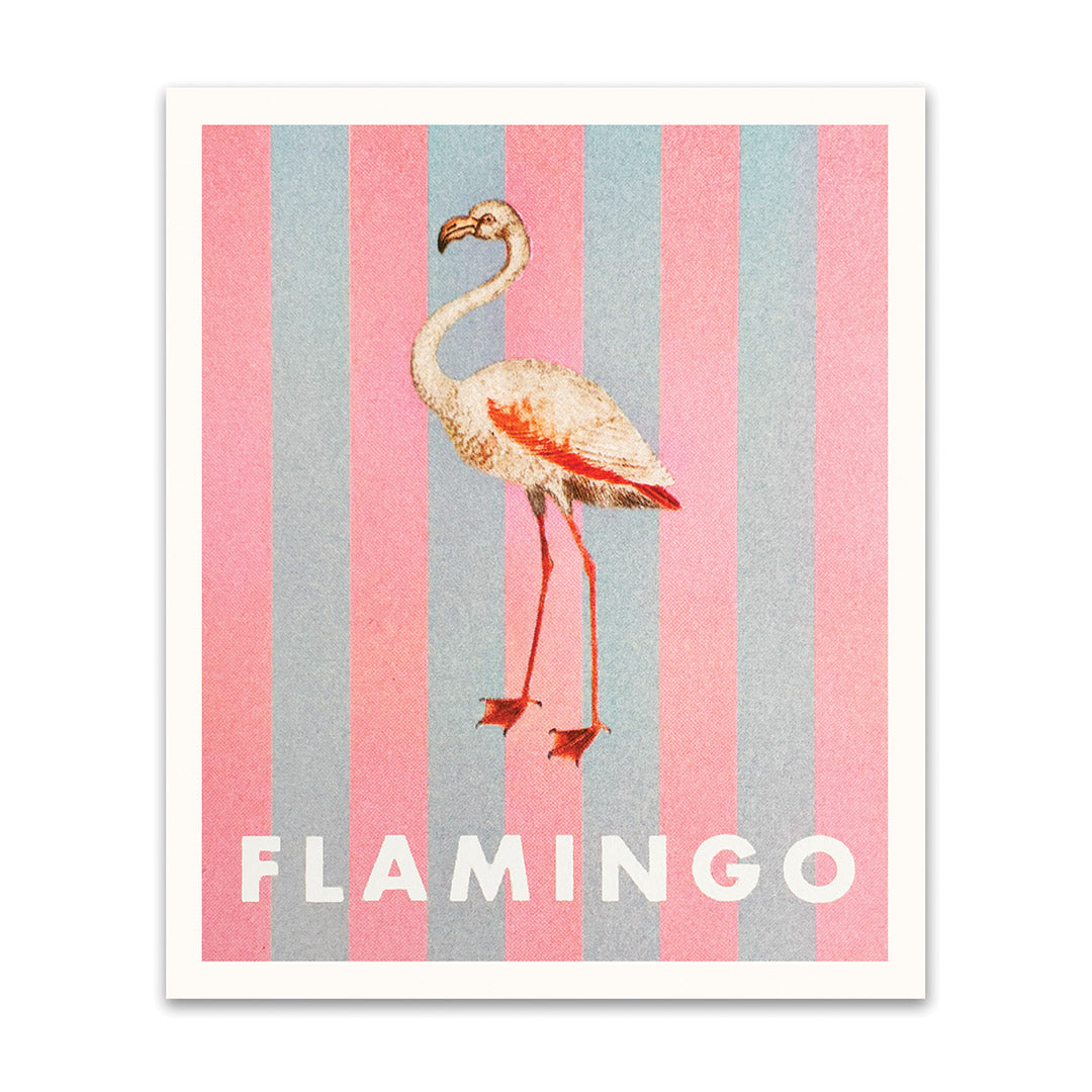 Striped Flamingo Small Art Print (12x10)