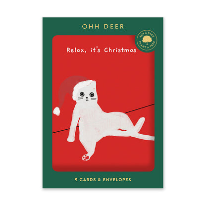 Pack of 9 Christmas Cards - Ken The Cat