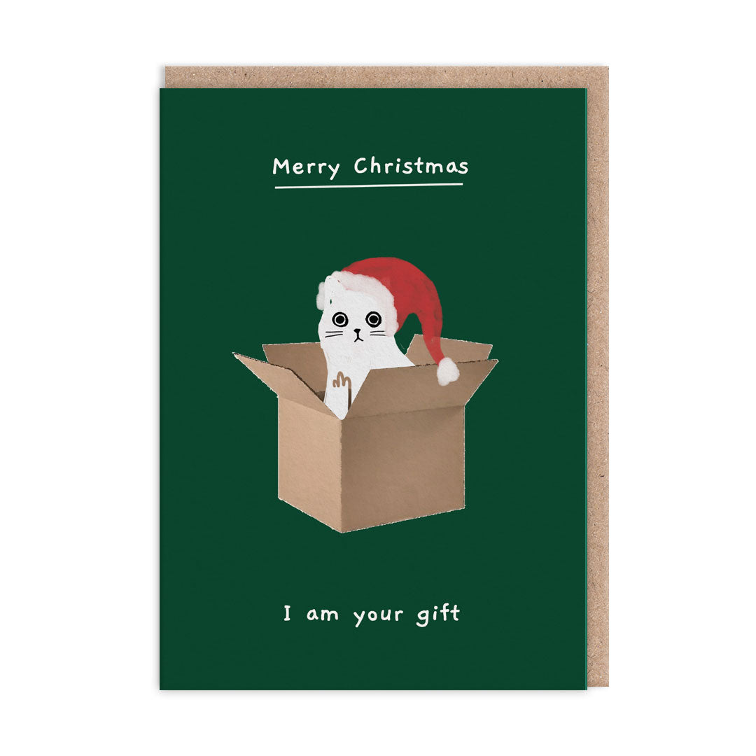 Merry Christmas, I Am Your Gift Ken The Cat Christmas Card