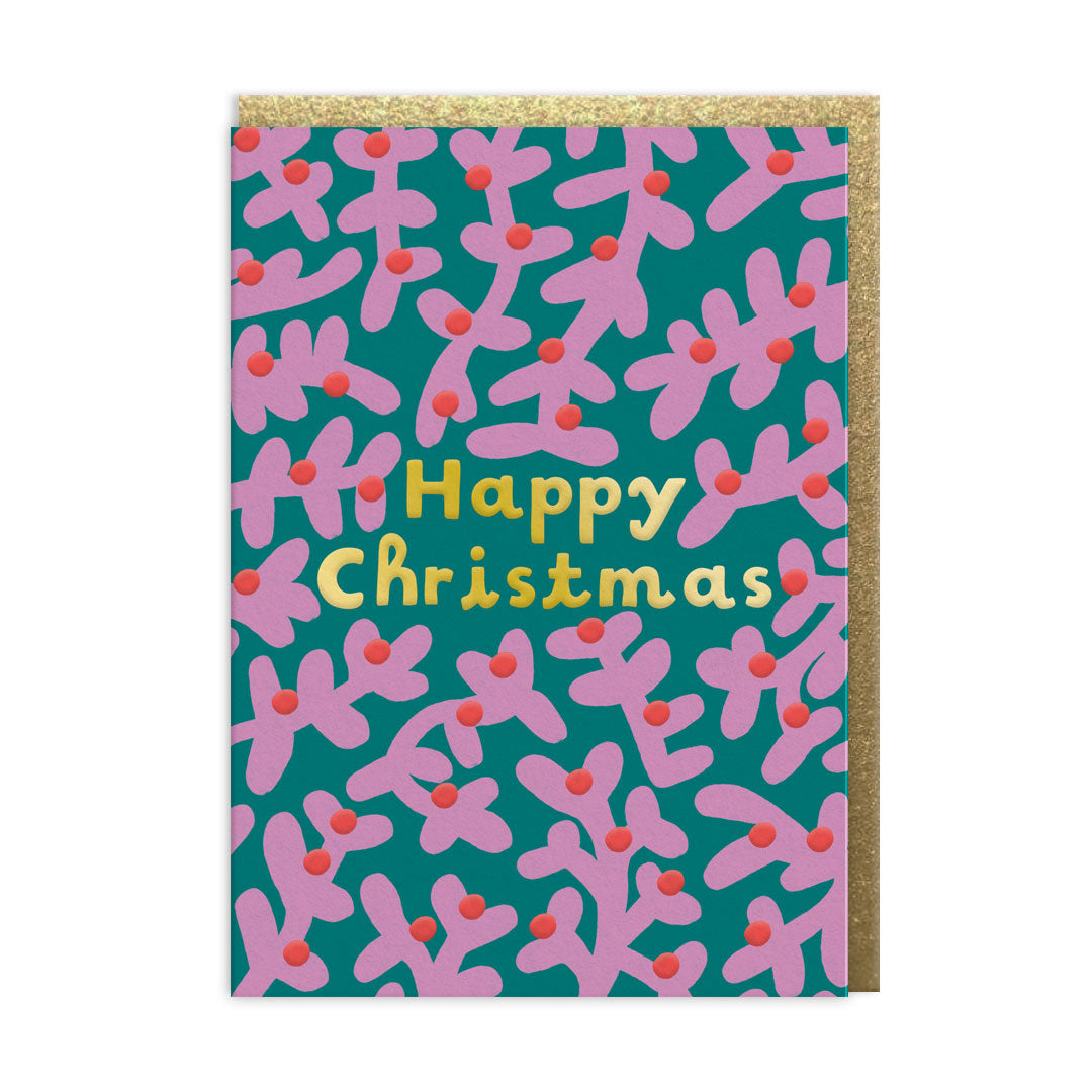 Happy Christmas Foliage Greeting Card