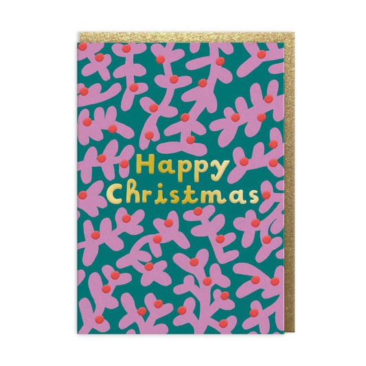 Happy Christmas Foliage Greeting Card