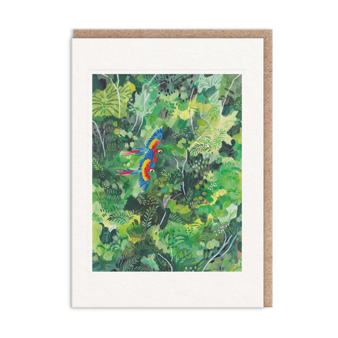 Parrots in Flight Greeting Card