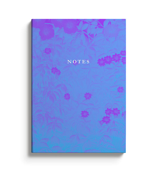 Purple and Blue notebook with a subtle tropical flowers pattern