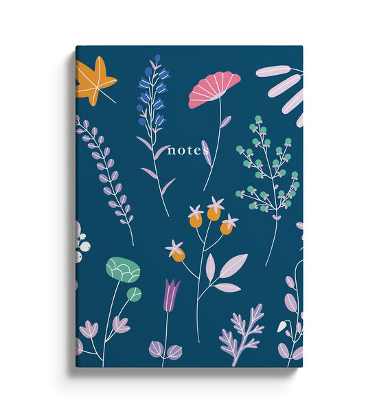 Blue floral design notebook.