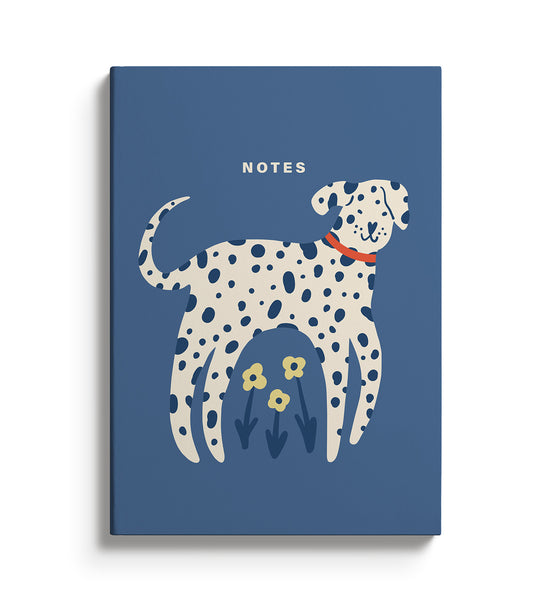 Navy notebook with a Dalmation illustration