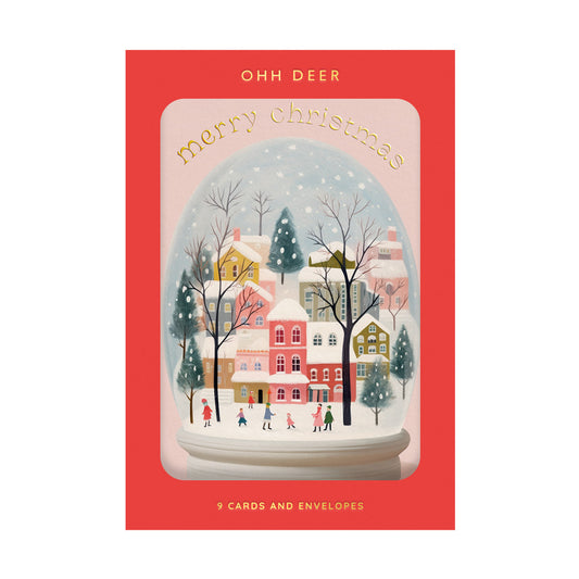 Merry Christmas Snowglobe Packs of 9 Cards