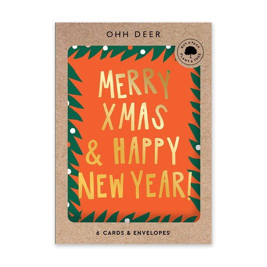 Merry Xmas Typographic - Charity Card Set (6 pack)