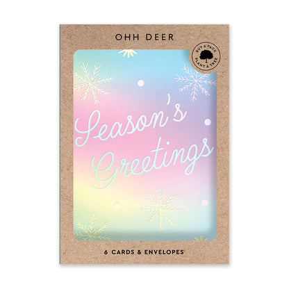 Pack of 6 Christmas Cards - Seasons Greetings Holographic