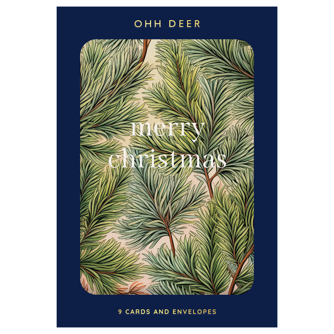 Pack of 9 Christmas Cards - Christmas Tree Botanical