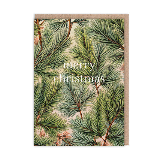 Botanical Green Hues Christmas Tree Card