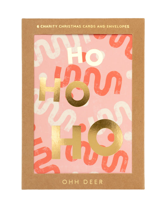 Ho Ho Ho Pattern Christmas Card Pack of 6