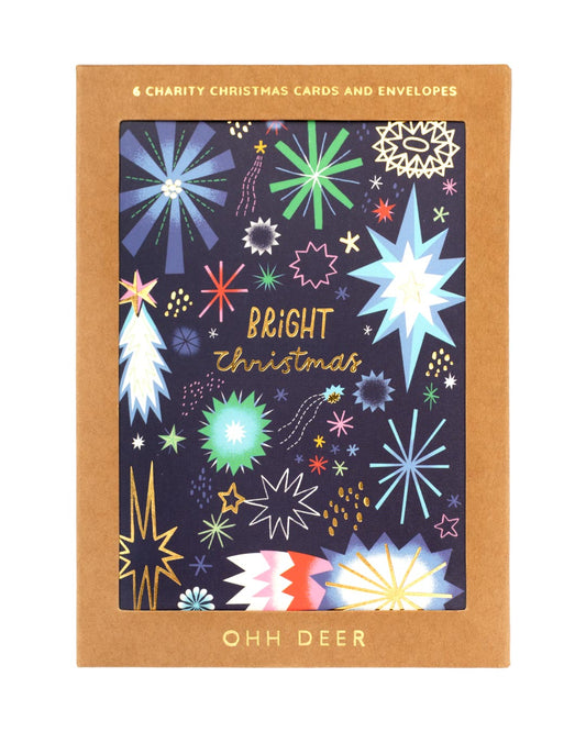 Festive Stars Christmas Charity Card Pack of 6