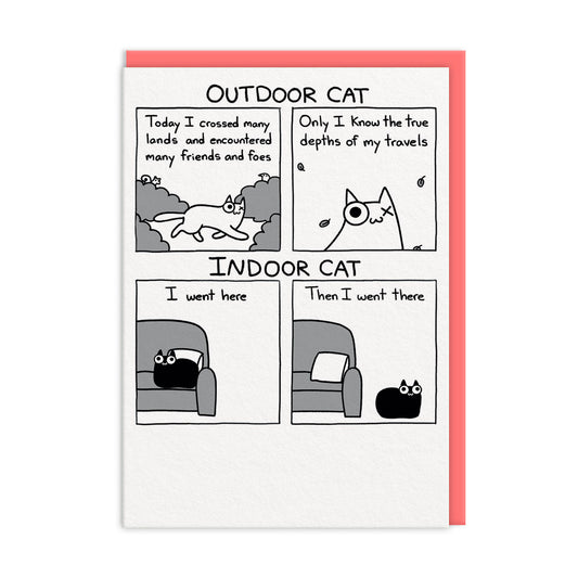 Outdoor Cat Indoor Cat Greeting Card