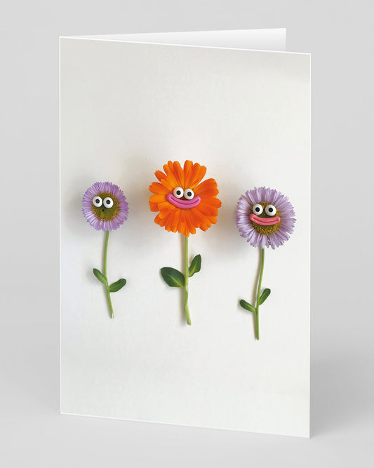 Personalised Flowers With Faces Greeting Card