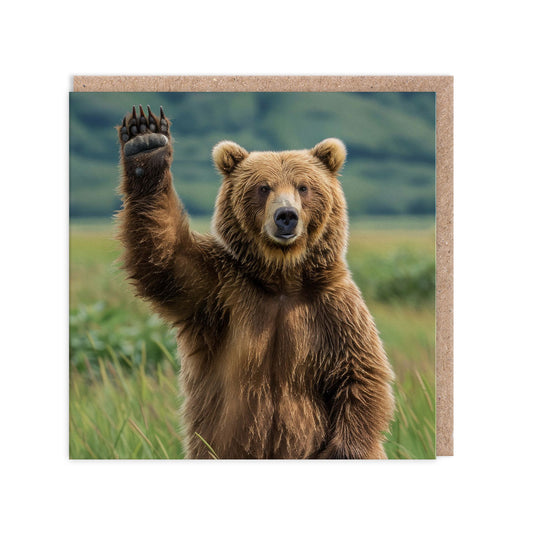 Waving Bear Greeting Card