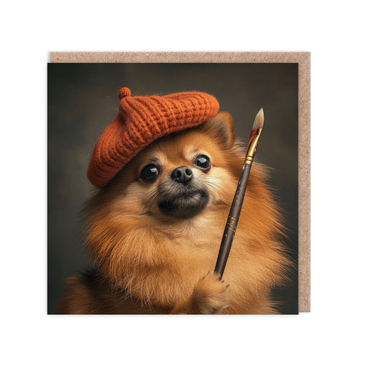 Artist Pomeranian Greeting Card