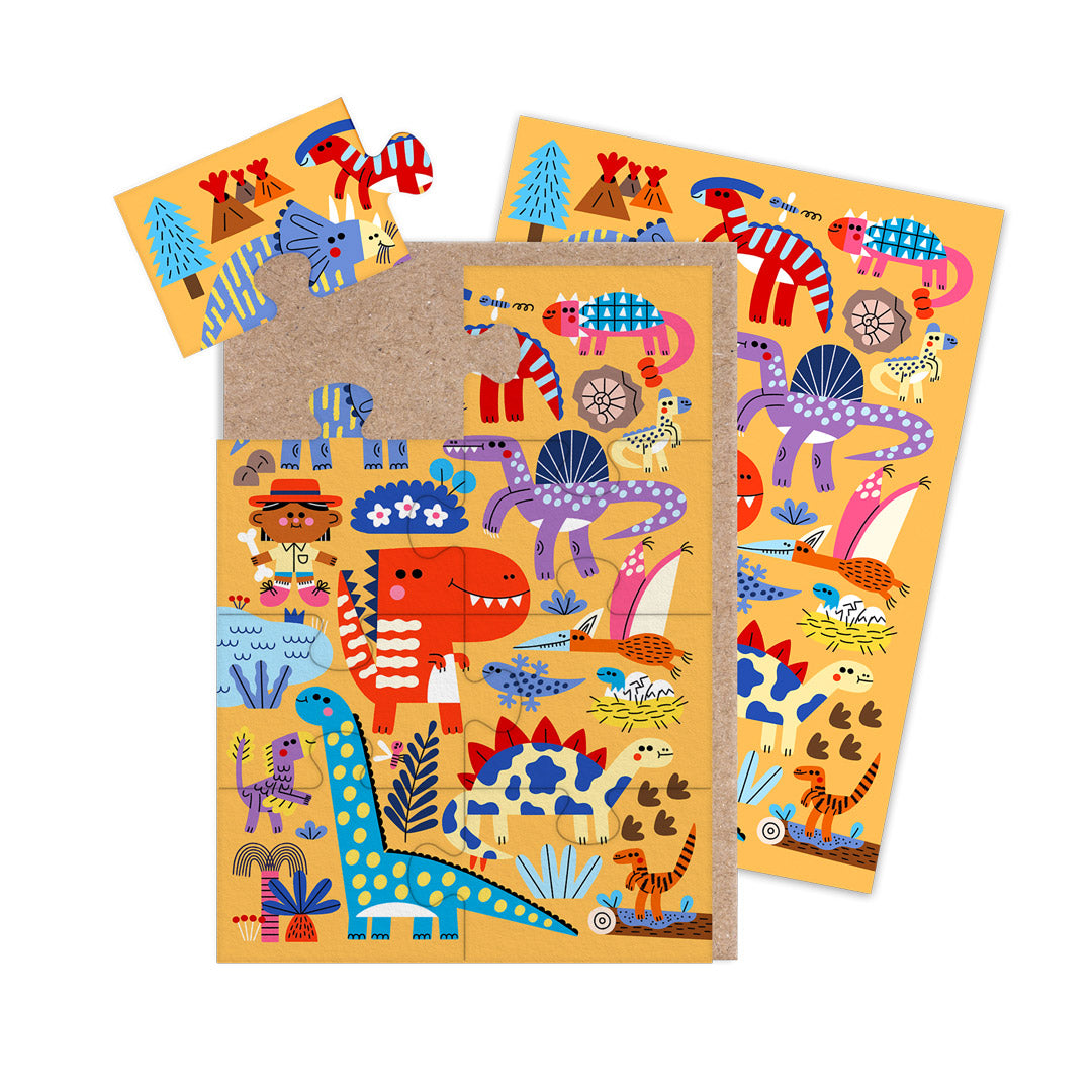Colourrful Dinosaurs Jigsaw Greeting Card