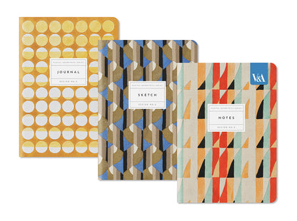 Playful Geometrics | 3x Stitched B6 Notebook Set