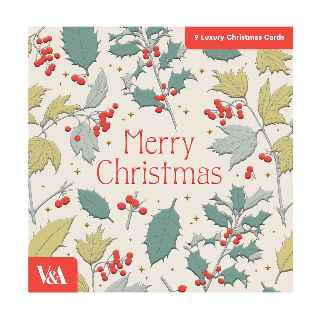 V&A Festive Foliage Greeting Card Set (Pack of 9)