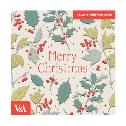 V&A Festive Foliage Greeting Card Set (Pack of 9)
