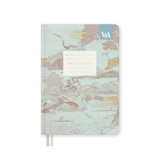 Eastern Elegance Flying Cranes B6 Fabric Hardback Notebook