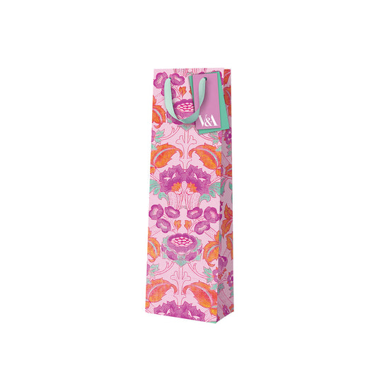 Neon Floral Pink Arts & Crafts Bottle Bag